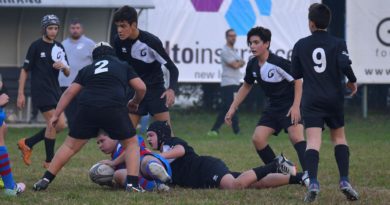 Un'azione di gioco dell'Under 14 miranese nel match giocato contro Rovigo il 14.10.2017. Foto Alberto Minto.