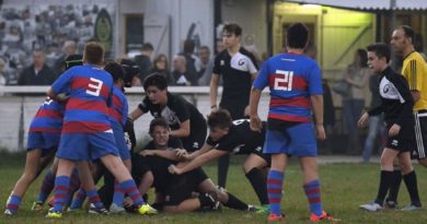 Un'azione di gioco del Rugby di Base miranese in una foto di Alberto Minto.